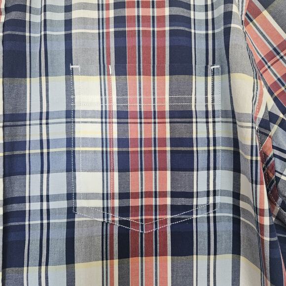 Nautica Mens XLarge Sea Voyage Plaid Classic Button Up Shirt Cotton Patriotic - Picture 4 of 11